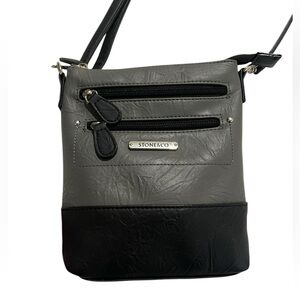 Stone & Co Crossbody Purse 7” x 8” Black and Gray